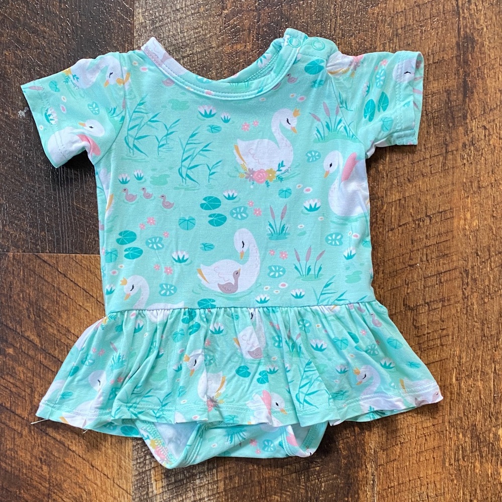 Gigi and Max Swan Print Infant Dress